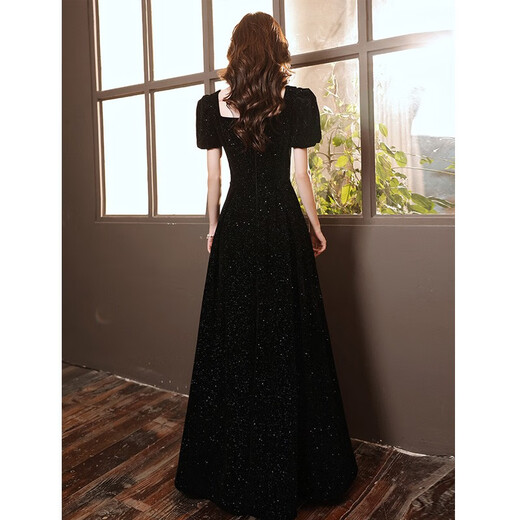 Seidler Art Examination Black Evening Dress Women's Bankett Temperament Annual Meeting Light Luxury Nische High-End-Kunstuntersuchung Französisch Hosting Textur Black L (vorgeschlagen 106-115jin [Jin ist gleich 0,5 kg])