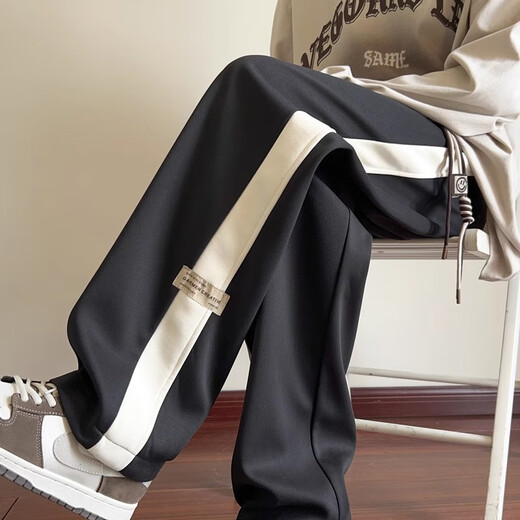 Pantalones informales de la NASA Base Men Spring and Autumn New American-Leg-Leg-Leg-Leg Men Youth Summer Slight de pierna ancha Sports largos Men Color de albarico