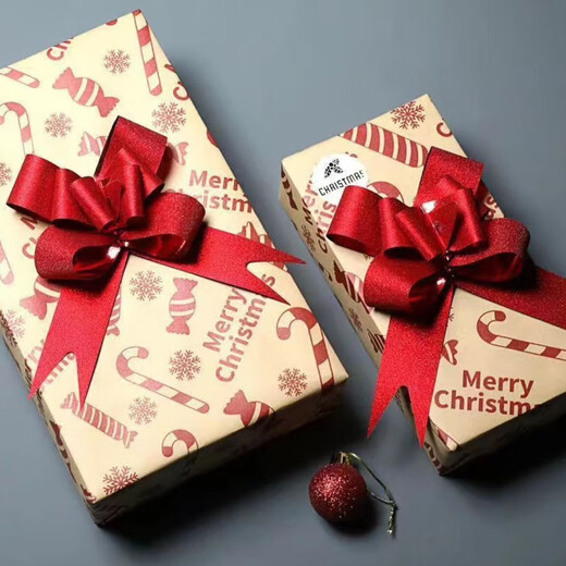 Beautifully made hand-drawn flower bow with glittering red New Year gift ribbon decoration diy wedding candy box strap bouquet packaging ribbon red large size 10 pieces