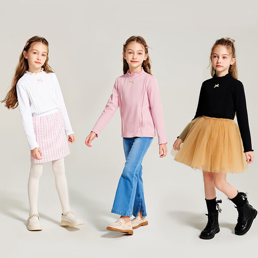 Classic Teddy classic Teddy girls' bottoming shirt children's T-shirt long sleeve medium and large children's clothing lady's clothing versatile white 140