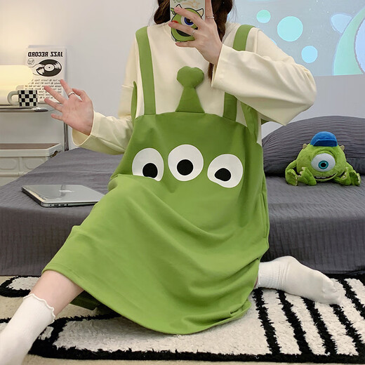帕兰朵24秋季新品春秋季长袖睡裙女款秋款睡衣夏天家居服大码学生连衣裙 08M16857 XL