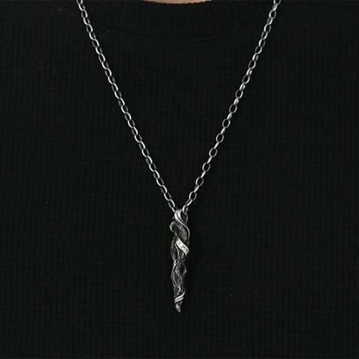 BJYL driftwood necklace men's retro style pendant boys' clavicle chain niche design fashion accessories men's trendy gift
