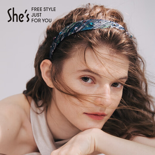 She s Qianzi modern sequin fashion contrasting color jacquard headband versatile headband hair clip headband birthday gift for girlfriend contrasting color jacquard C0