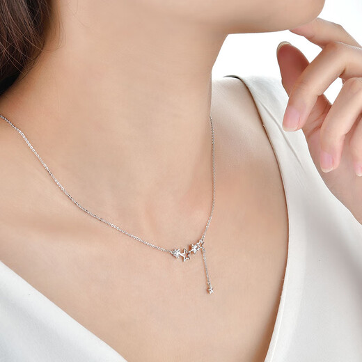 MZMZ platinum necklace for women platinum pt950 pendant star fashion clavicle chain double 12th birthday gift for girlfriend local warehouse next day delivery light luxury star wishing necklace