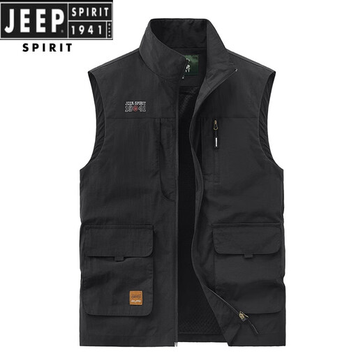 Jeep Spirit Jeep Herren-Weste Frühling und Herbst Neue Outdoor-Pferdsclip lässig große Sportarten mittlere Weste mit mittleren Alter 677 Military Green 3xl (156-170)