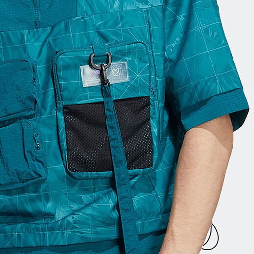 阿迪达斯（adidas）卫衣男装连帽防风外套透气休闲运动服半拉链套头衫 HE9928水鸭绿  L