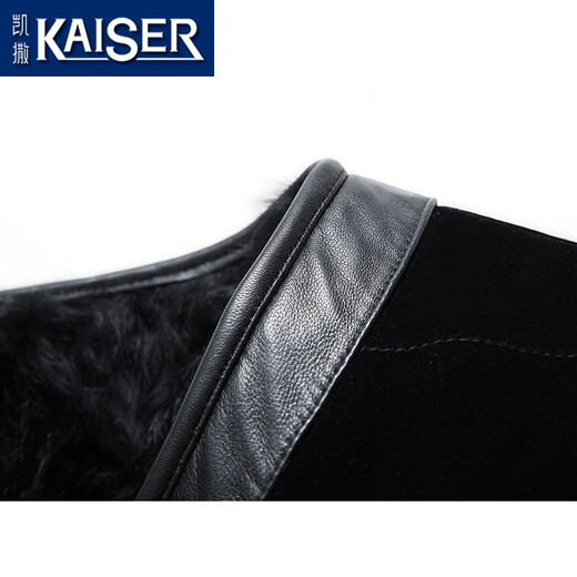 Caesar Fell integrierte Weste Männer plus samt verdickte Lammfell Goldener Samt Wolle Weste Männergeschäft und Regierung echte Leder-Schultermänner Schwarze XL (175) Geeignet für Gewicht 115-130 Jin [Jin gleich 0,5 kg]