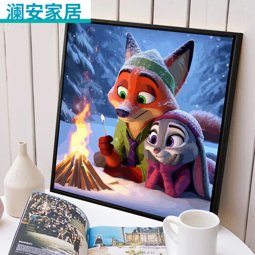
CLCEY Crazy Zoo City Digital Oil Painting Cute Cartoon Crazy Zoo City Digital Oil Painting + Outer Frame SJ13555 30*30cm Tightened Thickened Solid Wood Inner Frame + Outer Frame