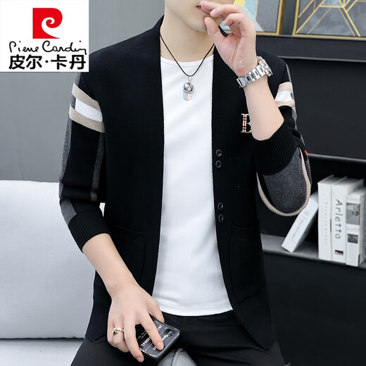 
Pierre cardin high-end wool knitted sweater men high-end fashion brand casual cardigan sweater men spring and autumn thin jacket men khaki XL 120-135Jin [Jin equals 0.5 kg]