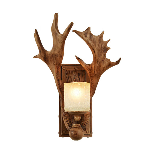 Shusheng European wall lamp indoor foyer Nordic retro industrial style deer antler lamp personalized creative living room aisle American antique deer head decoration B3038-electroplated silver
