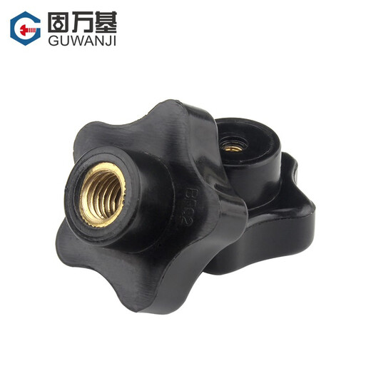 Guwanji copper tooth plum blossom handle nut rubber head star knob screw thumb nut handle star handle screw nut M5 five-star outer diameter 21 (blind hole/copper core) 10 pieces