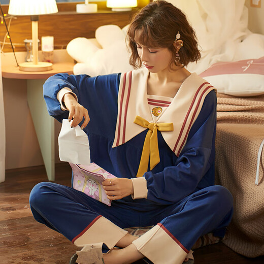 伊蜜魅胖妹妹加肥加大码女装睡衣孕妇家居服秋冬款超大码加肥加大码睡衣 A9928# M[80-100斤] 均码