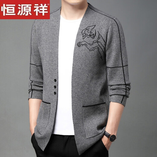 Hengyuanxiang high-end new spring and autumn men's wool knitted cardigan jacket men's middle-aged fashion versatile sweater jacket trend camel M reference 90-110Jin [Jin equals 0.5 kg]