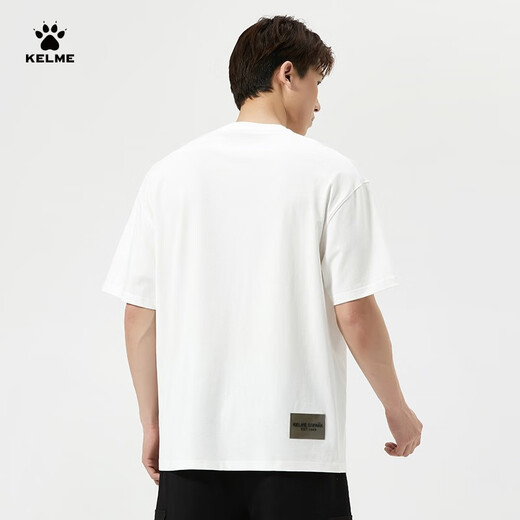 
KELME round neck T-shirt men's loose summer new pure cotton short-sleeved casual football trendy cultural shirt 9224TX1056 White M