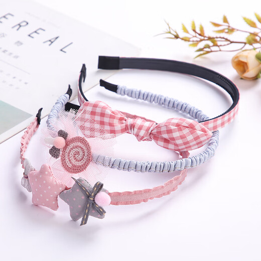 Children's hairbands and hair accessories 3-piece set of cute baby fabric flower queen headbands non-slip children's hairbands Korean style versatile girls' hairbands headbands (simple dress) one size fits all