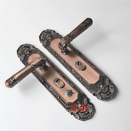 Huili custom door handle old-fashioned lock red bronze door handle inner lock entry door lock thickened aluminum alloy door handle A type dual-active 45-55mm left inner with key