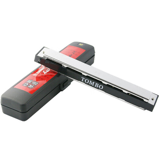 Tombo (Tombo) Japonais Cherry Pure Tone Pure Harmonica for Beginners 'Introduction to Advanced Teaching Advanced Performance Polonica Performance 6624p à 24 trous - Sac de carte Tombo