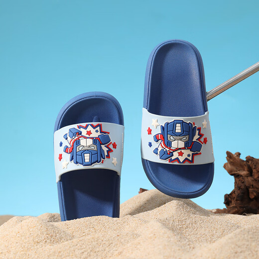 Transformers children's slippers, summer style, non-slip, soft-soled sandals for medium and large children, baby boys, white and blue, size 170