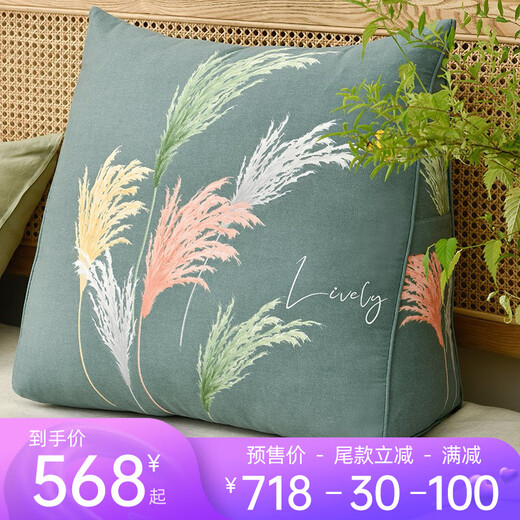 
April Town (April Town) Pillow pillow home autumn triangle pillow cushion waist protection pillow single bed sofa bay window waist pillow waist bag Fragrant grass green CKDP5-H1396 20*50*55cm
