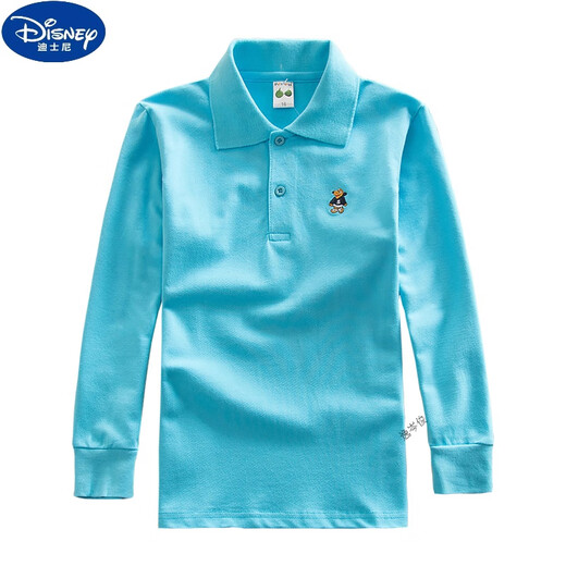 迪士尼（Disney）儿童白色T恤男童POLO衫童装打底衫纯棉翻领上衣女童秋衣校服 白色长袖9888-2 22码160cm