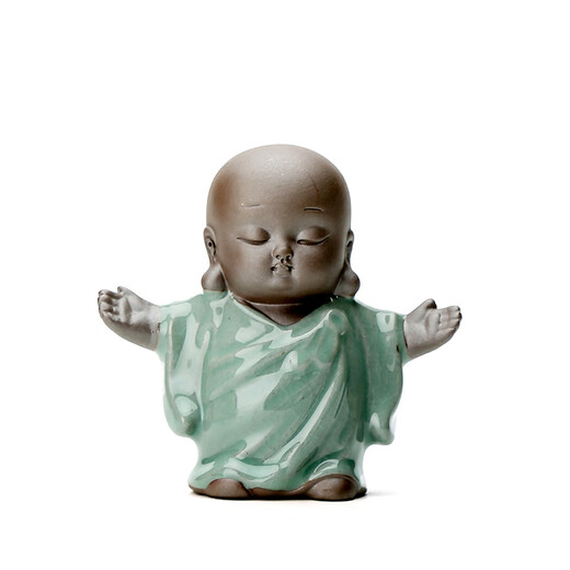 Cidetang flower pot ornaments, small monk Ge Kiln flower pets, desktop Zen mini ceramic ornaments, micro landscape bonsai landscaping equipment, Fuqin (Ge Kiln) Small