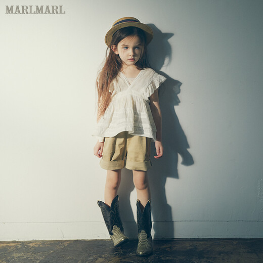 MARLMARL男女儿童中性背带裤短裤两穿裤子纯色 shorts01卡其 fukusa礼品包装灰色 48 cm(52-100cm)