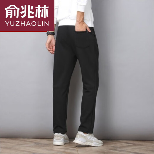 俞兆林春秋季弹力裤子男纯棉休闲裤男士宽松大码休闲运动裤中年直筒长裤 深灰色 4XL 150-170斤