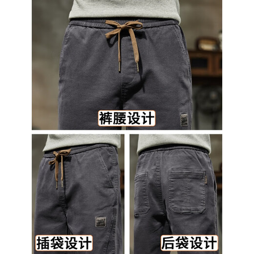 Cotton Herbst Casual Hosen Herren 2024 Neue Modemarke Lose dicke dicke Sporthosen Herren Spring- und Herbststil 689 Schwarzer regulärer M 90-110jin [Jin entspricht 0,5 kg]