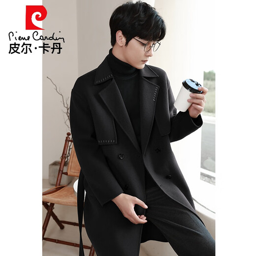 Pier Cardin Wolle Wolljacke Herren-Wollmantel mit mittlerem Winter mit mittlerem Winter verdickter Hochzeits-Trenchmantel über dem Knie Kaffee XL 180