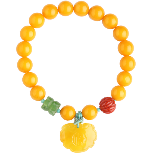 XIANGZHENFU JEWELRY amber raw stone beeswax bracelet female DIY Ruyi beeswax chicken fat yellow full honey bracelet 8mm