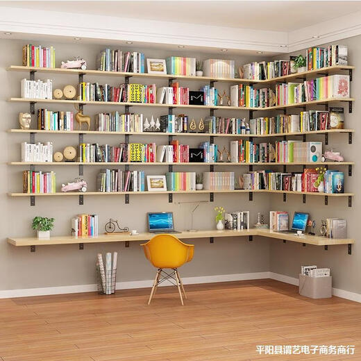 Yuanliang wall-mounted bookshelf, wall-mounted bookshelf, solid wood partition bookshelf, wall-mounted, wall-mounted multi-layer storage rack, living room decorative rack, shelf shelf, bag display rack, length 180, width 30, thickness 1.7cm with bracket