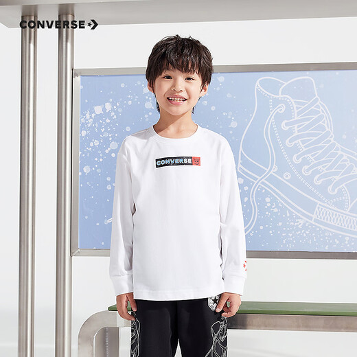 Converse【变形金刚联名】匡威儿童装秋季打底衫男童长袖T恤CNVB-LS-G689 纯白色 160 /76 【建议身高152-158cm】