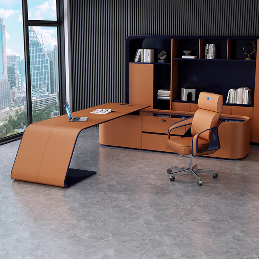 FUJIN Italian-style boss table, president table, light luxury, modern high-end villa executive desk, office leader desk and chair combination, customizable color and size