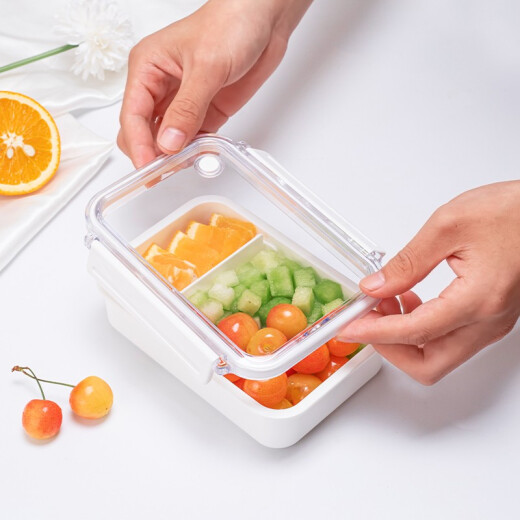 ASVEL Student Plastic Lunch Box Microwave Heated Lunch Box Small Light Food Fruit Box Fat Reduction Slimming Lunch Box White 490ml