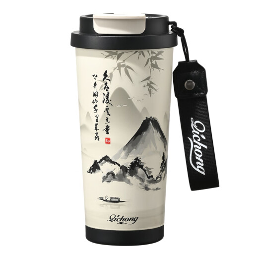 慕馨（moosen）保温咖啡杯男士高颜值国潮风316便携泡茶水杯子生日定制礼物礼品 【普通款】江山如画- 520ml