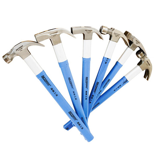 Australian and New Zealand claw hammer, woodworking nail hammer, special steel hammer, one-piece household hammer, small hammer tool, hammer nail magnet, fiber handle - square head, pitted surface, straight tail, 8 taels of hammer head