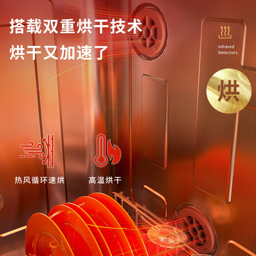 Neifo built-in 16-set large-capacity dishwasher hot air drying stove next-level water-efficiency intelligent layered cleaning 16W (white panel)