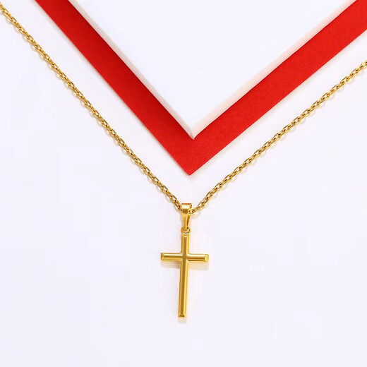 Fat Donglai's same style cross pendant is gold-plated, Nine Years Good Store, Golden Necklace Pendant for Women, Simple Cross Pendant + Necklace + Exquisite Gift Box
