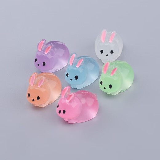 Office decoration mini ornaments luminous rabbit ornaments desktop glowing crystal animal doll play color luminous fat rabbit 10