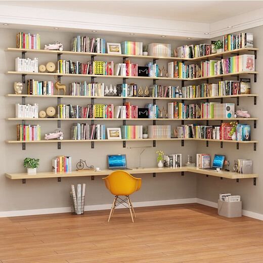 Yuanliang wall-mounted bookshelf, wall-mounted bookshelf, solid wood partition bookshelf, wall-mounted, wall-mounted multi-layer storage rack, living room decorative rack, shelf shelf, bag display rack, length 180, width 30, thickness 1.7cm with bracket