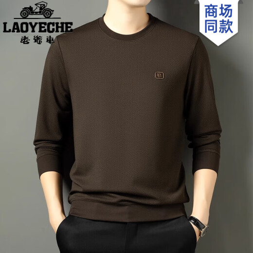 Classic Car Pure Cotton 100% runder Nacken Langarm T-Shirt Herren Herumn Business Casual Pullover Herren weicher und atmungsaktives Top-Basis-Hemd 6625 Grau 3xl (vorgeschlagen 170-190jin [Jin gleich 0,5 kg])