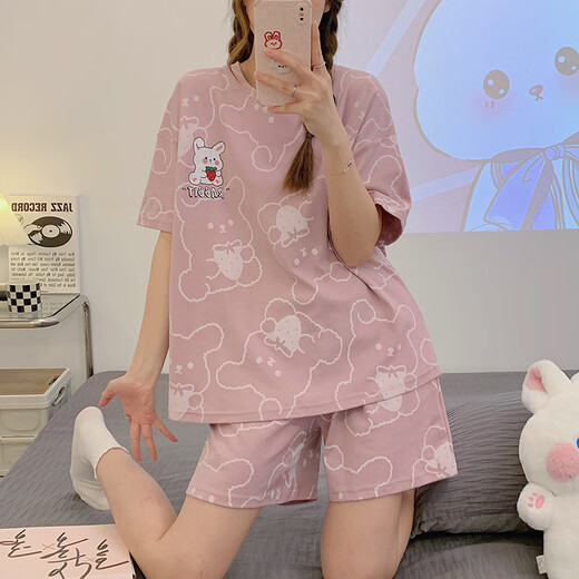 Yitangduo Pajamas Pajamas Estudiantes de verano Estudiantes de secundaria Estudiantes de secundaria cortos lindos estilo delgado se puede usar fuera de ropa casera Q6627 M [sugerido 80-100Jin [Jin es igual a 0.5 kg]]