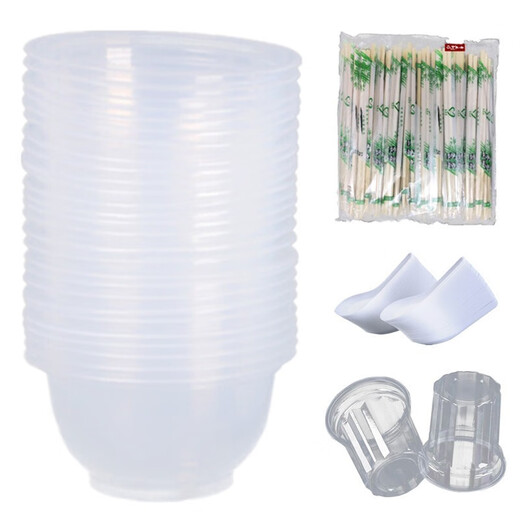 Weiqing disposable bowls and chopsticks set plastic bowl transparent thickened round small soup bowl banquet commercial household bowl 360 bowls + chopsticks 100 each