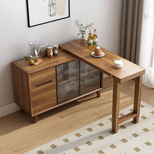 Fatipa's new folding dining table and sideboard all-in-one Chinese style small household wall storage durable storage cabinet retractable HQ1035 dining table cabinet (single table) including home delivery and installation