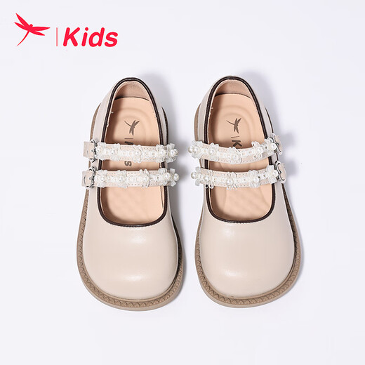 Red Dragonfly Children's Spring and Summer Children's Shoes Girls' Elegant Retro Mary Jane Leather Shoes Big Children's Single Shoes D243TQ736 Beige 28