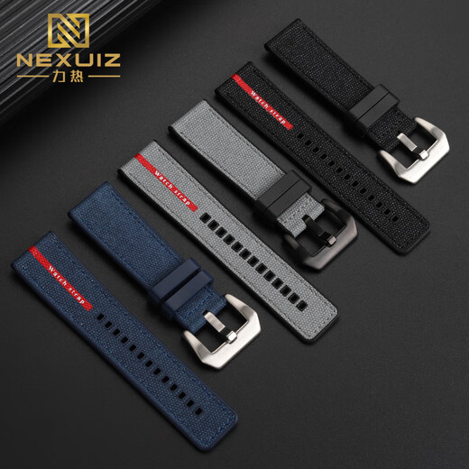 Nexuiz adapté à Panerai Stealth Pam1391 / 1565 Luna Rossa Series Nylon Rubber Watch Strap 22 24 26mm Blue Original Line Silver Buckle 24 mm (largeur d'interface)