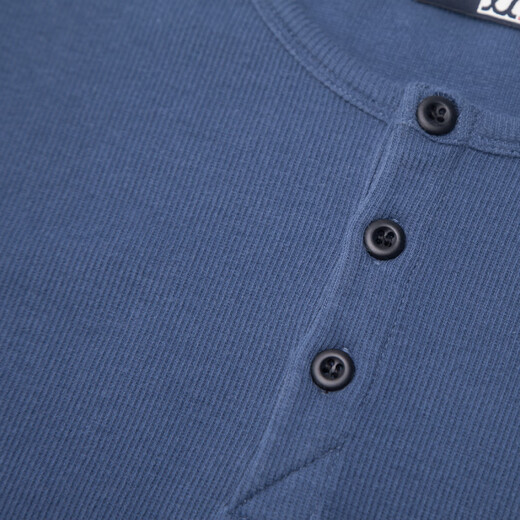 
Simple Henry shirt short-sleeved T-shirt men's solid color cotton open tie buckle Henry neckline thread tight body shirt summer blue M (about 60kg)