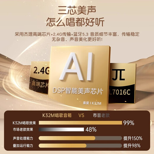 Sony Ericsson (soaiy) K32M microphone karaoke microphone audio integrated speaker Bluetooth wireless children's home home ktv complete set of equipment wireless outdoor portable singing artifact entertainment oil color white double wheat Xiaodu AI smart bel canto chip