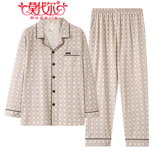 莫代尔(高质量)睡衣男士春秋款100%纯棉长袖2025新款男款秋季男式家居服 3882 (180/XXL码)建议穿着体重160-180