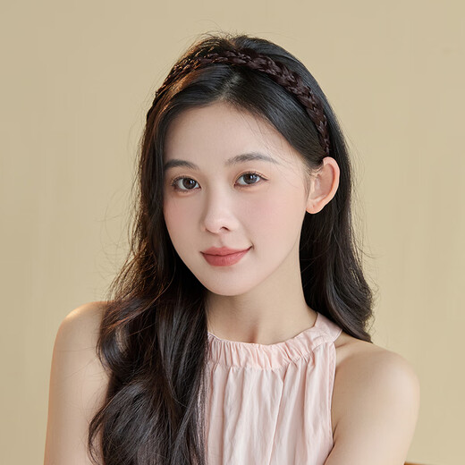 Chimera (CHIMERA) fishbone braid braid wig headband with toothed anti-slip headband girl birthday gift (dark brown)